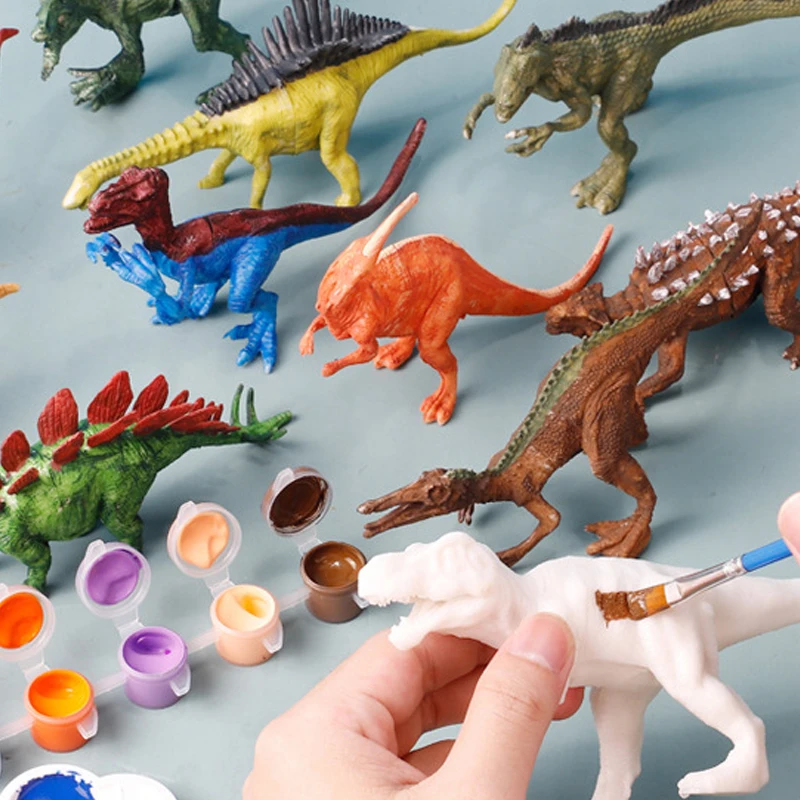 8Pcs DIY Dinosaur Painting Kit Unpainted Dinosaur Art Craft Coloring Toy with Paint Tools Creative Handmade Toy for Boys Girls thumbnail 2