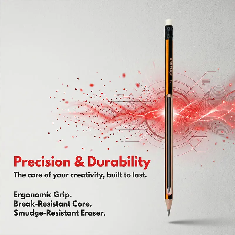 MOTARRO 12-Pack Pencils with Eraser Tip, Break-Resistant Lead – Writing, Exam, and Drawing Pencils for School and Office Use thumbnail 5