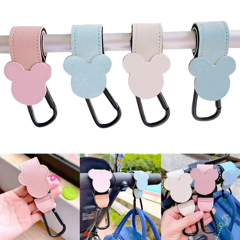 1/2/3pcs Cartoon Leather Baby Bag Stroller Hook Rotatable Cart Organizer Pram Hook Pram Rotate 360 Degree Stroller Accessories
