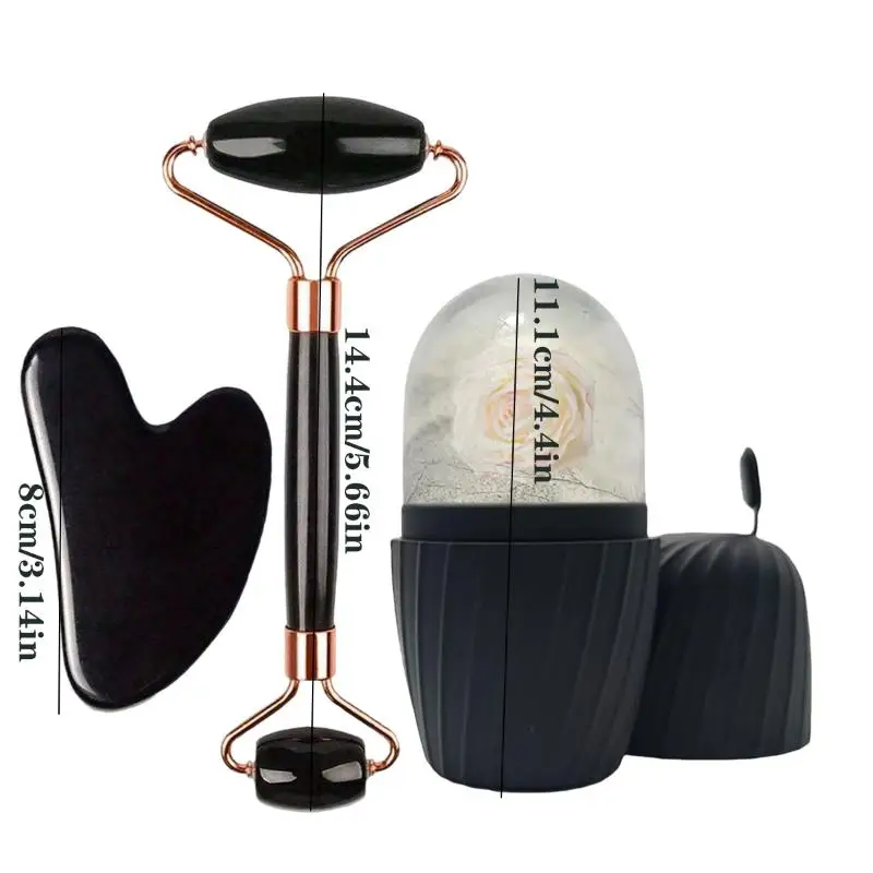 3Pcs Facial Ice Roller Gua Sha Massage Set Skin Lifting Contouring Cooling Face Beauty Massager Skincare Tool Molds thumbnail 6