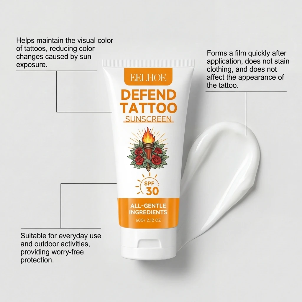 Tattoo Cream Sunscreen Spf30 Lasting Preserve Color Soothing Paste Moisturize Brighten Summer Uv Protection Sunblock Tattoo Care thumbnail 5