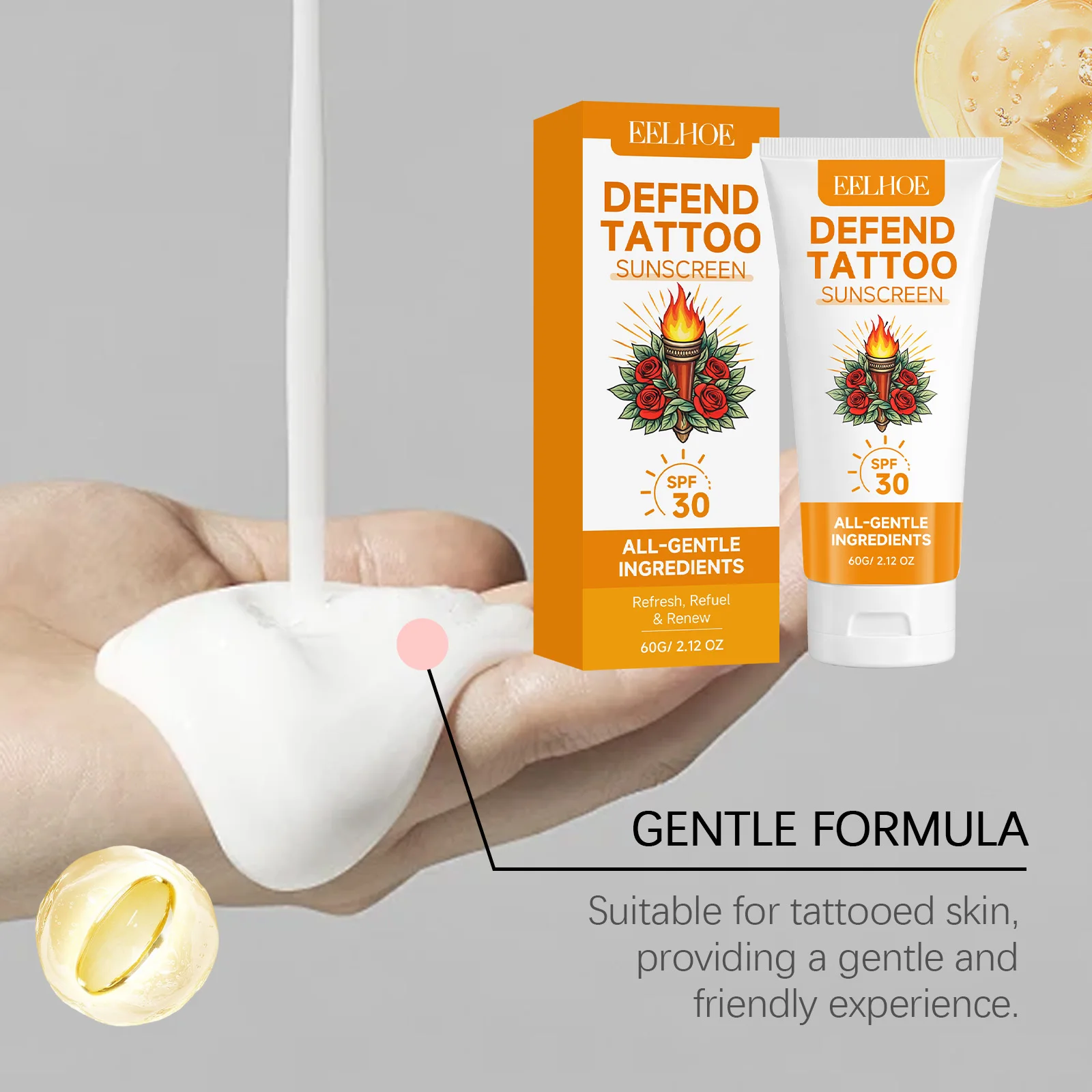 Tattoo Cream Sunscreen Spf30 Lasting Preserve Color Soothing Paste Moisturize Brighten Summer Uv Protection Sunblock Tattoo Care thumbnail 4