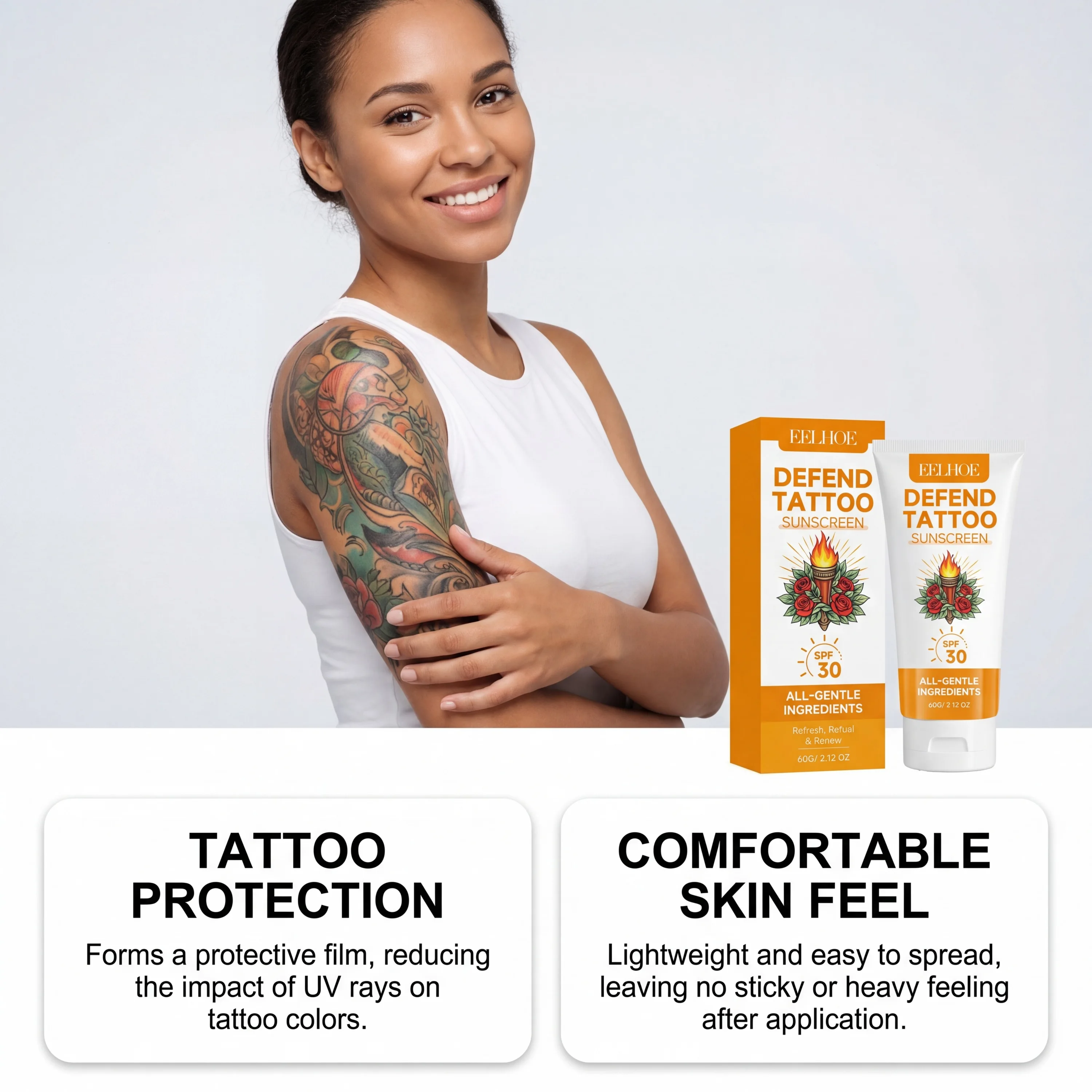 Tattoo Cream Sunscreen Spf30 Lasting Preserve Color Soothing Paste Moisturize Brighten Summer Uv Protection Sunblock Tattoo Care thumbnail 3