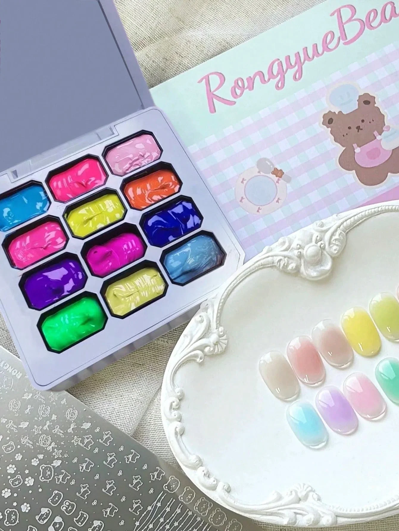 12-color fluorescent solid gel polish, gradient blush gel polish, UV nail gel, DIY nail art charm thumbnail 3