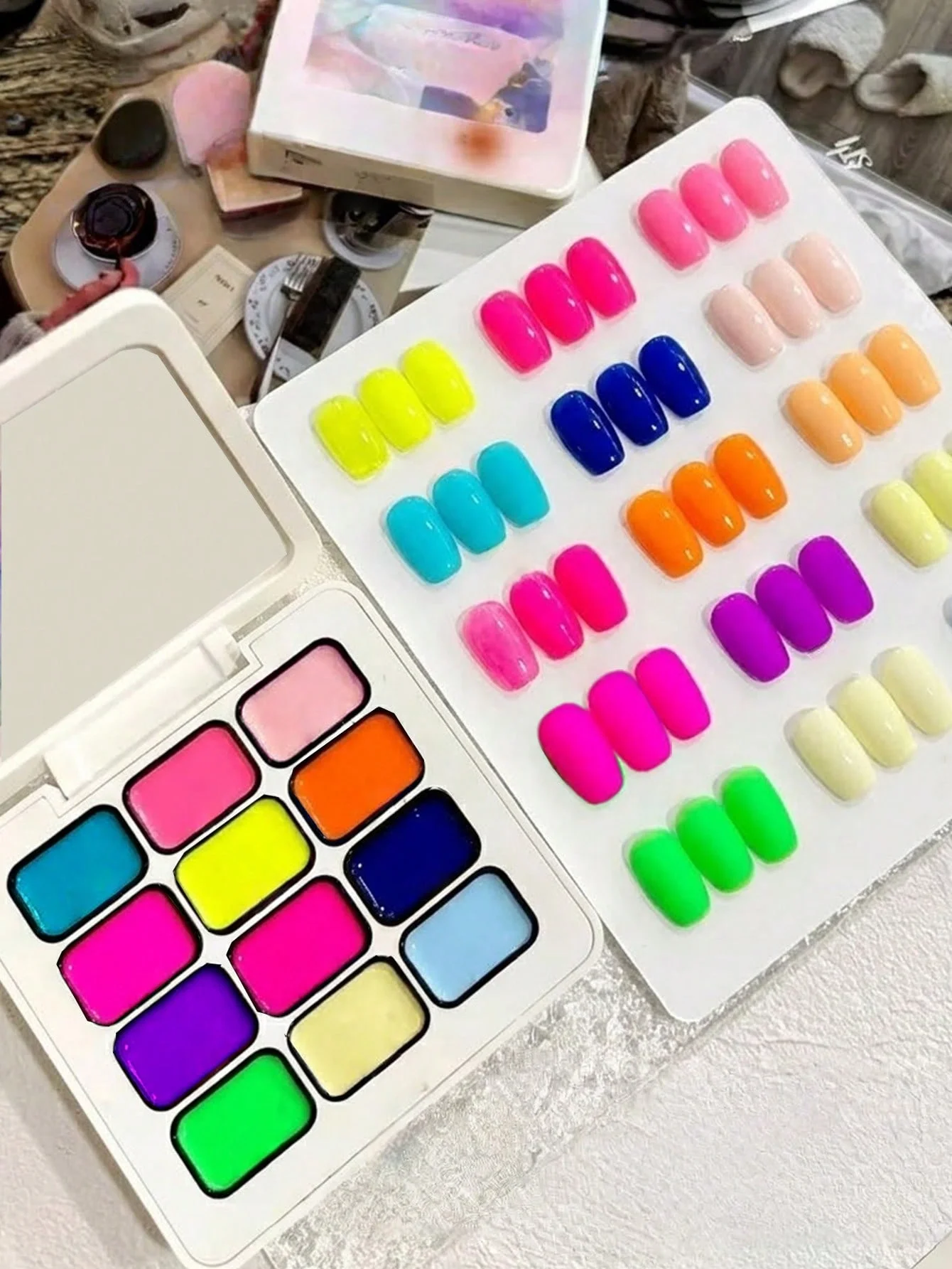 12-color fluorescent solid gel polish, gradient blush gel polish, UV nail gel, DIY nail art charm thumbnail 2