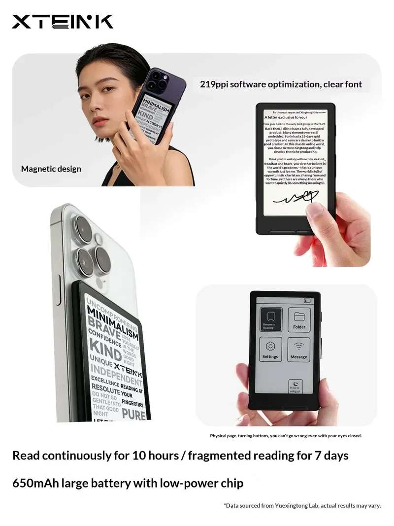 Xteink X4 E Ink Reader Electronic Paper Ebook Reader Magnetic Ultra Slim Portable Ultra Thin Pocket For Outdoor Travel Reading thumbnail 4