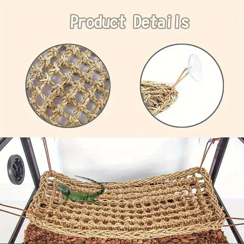 1PC Bearded Dragon Hammock Grass Cushion Pet Bed Swing Reptile Lounger for Chameleon Lizards Gecko Snakes Lguana Reptiles Geckos thumbnail 5