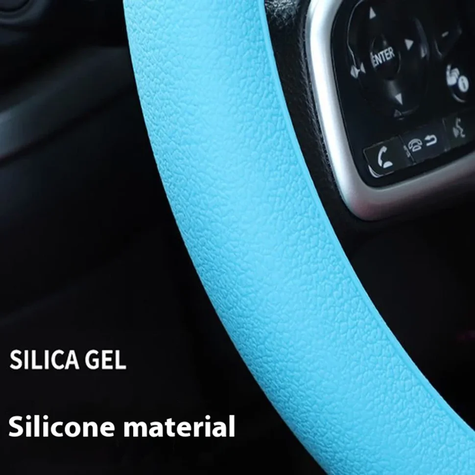 Universal Car Steering Wheel Cover Anti-slip Protective Cover Soft And Odorless Silicone Steering Car Wheel Cover Protection thumbnail 4