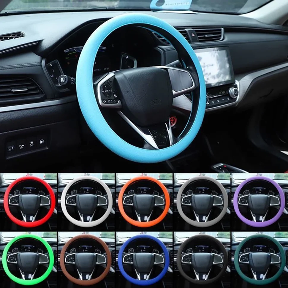 Universal Car Steering Wheel Cover Anti-slip Protective Cover Soft And Odorless Silicone Steering Car Wheel Cover Protection thumbnail 2