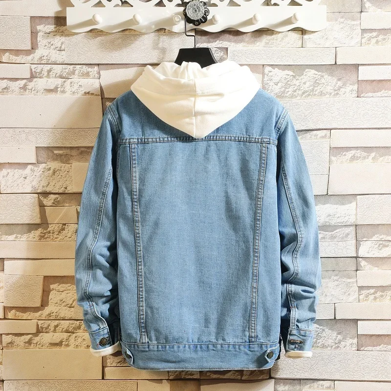 2026 Men's Dark Blue Denim Jacket, Black Single-breasted Lapel Coat, Fashionable Casual Tops. thumbnail 3