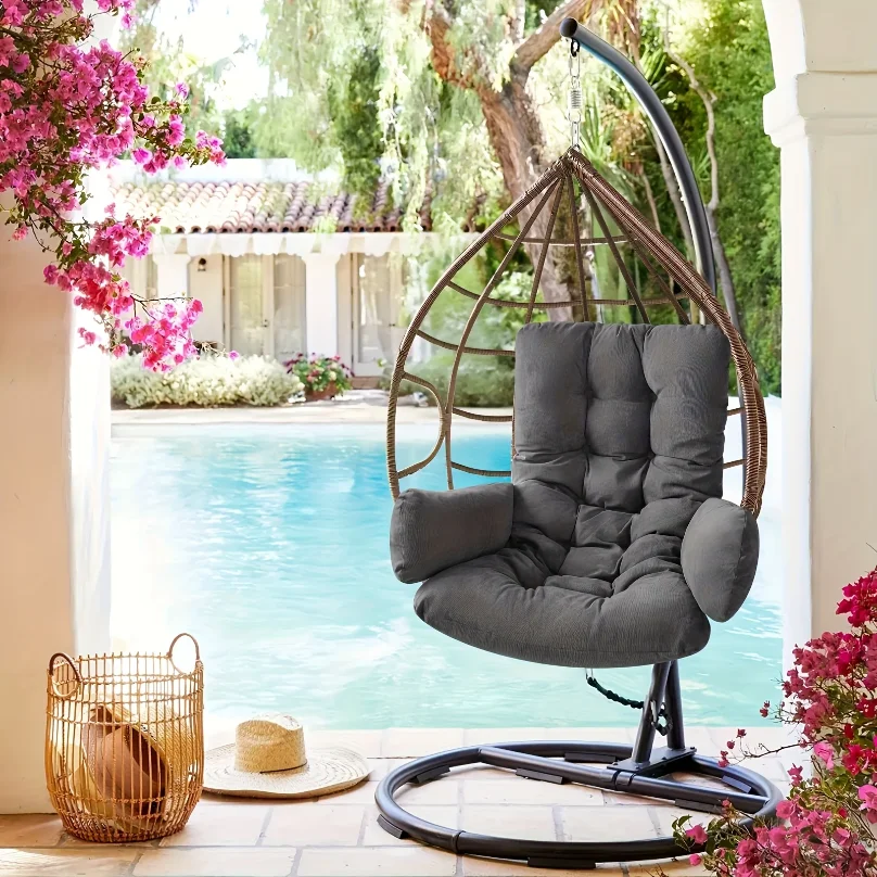 Hammock Rocking Chair Cushion Egg-shape  Cushion Available for Garden Living Room Decoration (Without Hanging Basket Seat) Cojin thumbnail 4