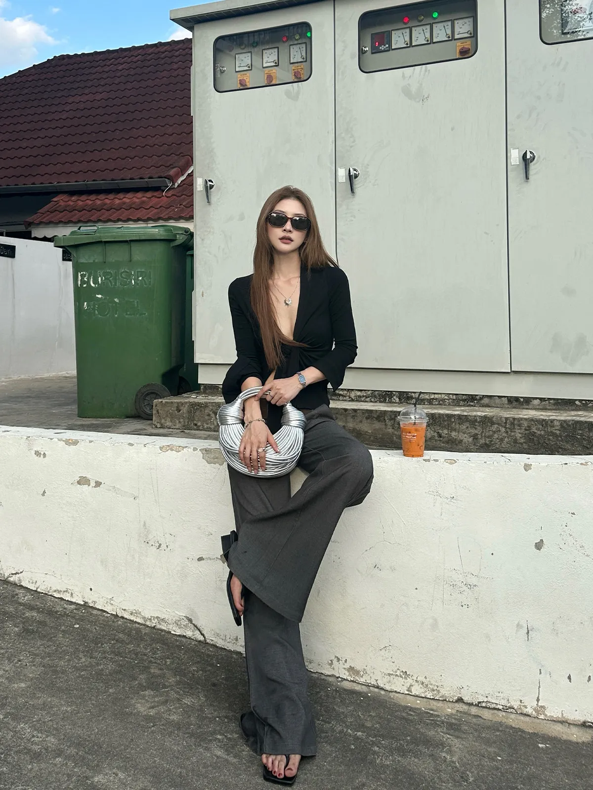 【FANGTING】  Women Low Rise Wide Leg Pants Loose Fit Long Length Casual Tailored Trousers thumbnail 3