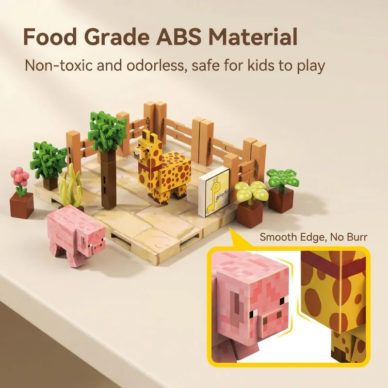 Pixel Safari Magnetic Building Blocks, Interlocking Cubes with Animal Figures, Educational Open-Ended Play Toy for Kids thumbnail 5