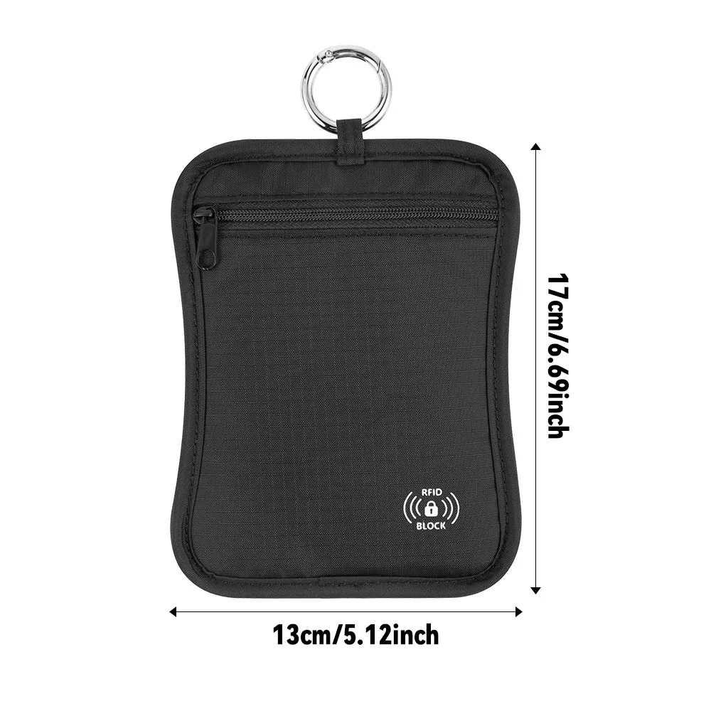 Travel RFID Anti-Theft Card Passport Wallet Key Pouch Phone Storage Bag RFID Blocking Card Case With Locking Hook Men Women thumbnail 6