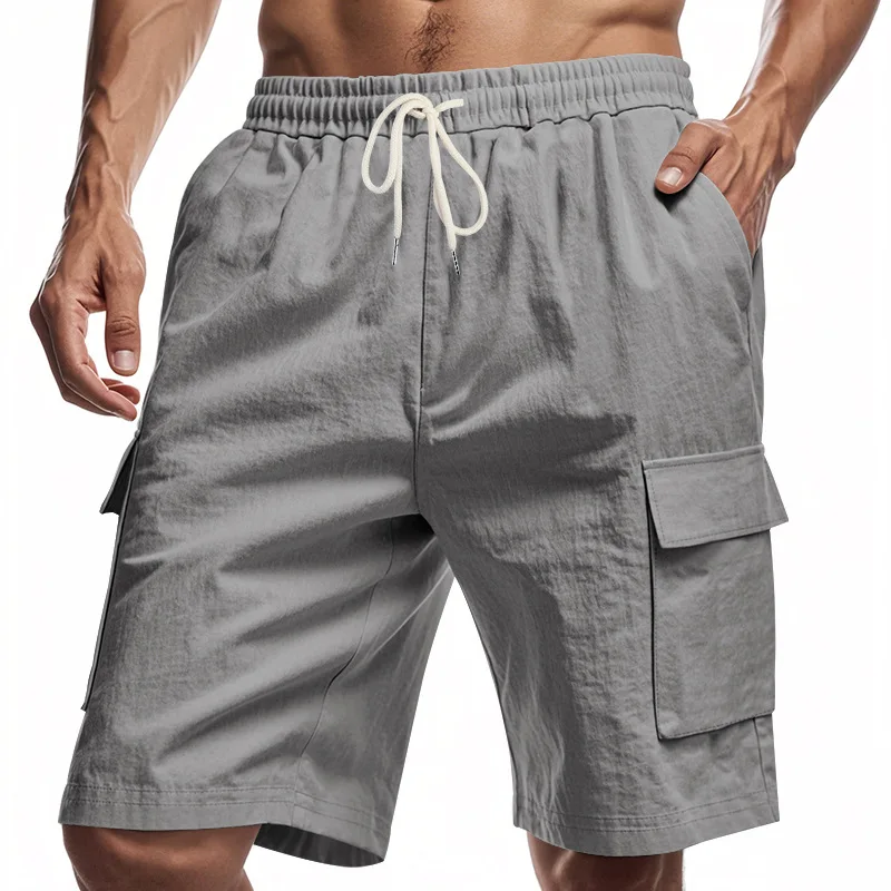 New Men's Multi-Pocket Overalls Cotton Linen shorts Male Summer Breathable Outdoor Casual Sports Beach Pants Comfortable shorts thumbnail 5