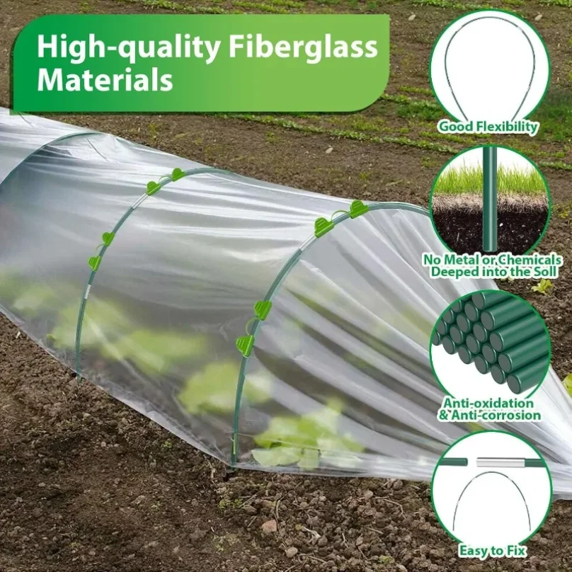 Garden Hoops Kits for Netting Tunnel Garden Hoops Greenhouse Frame Flexible Tunnel Arch Crop Protection Hoops for Raised Beds thumbnail 4
