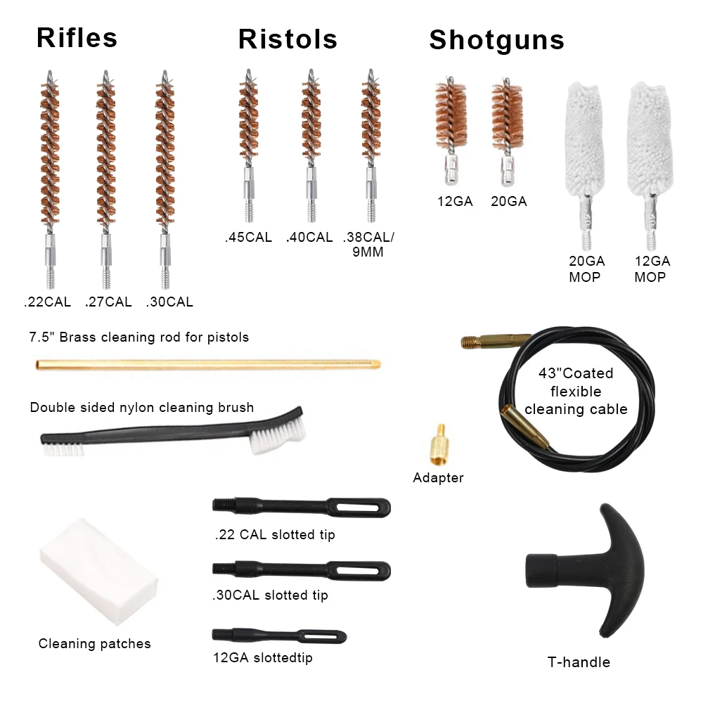 Universal multi caliber gun cleaning kit handgun rifle Bagged Pipe Dredging Cleaning Brush Hunting Sport Picks Kits thumbnail 2