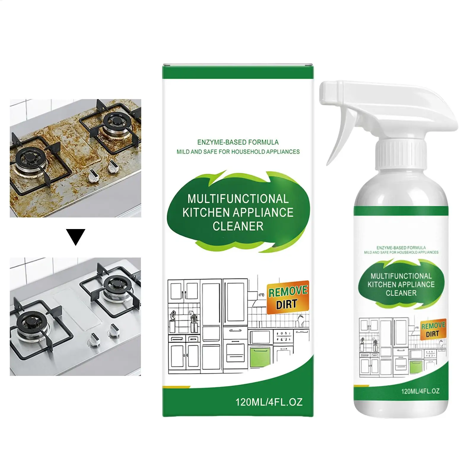 Appliance Cleaner 120ml All-Purpose Heavy-Duty Powerful Refrigerator Cleaner, Kitchen Degreaser Spray for Oven, Stove, Counter