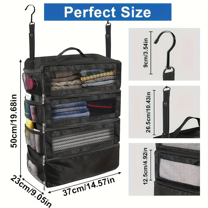 Suitcase Organizer Travel Luggage Organizers Hanging Shelve Packing Small Compartments Collapsible Hanging Clothes Storage Bags thumbnail 2