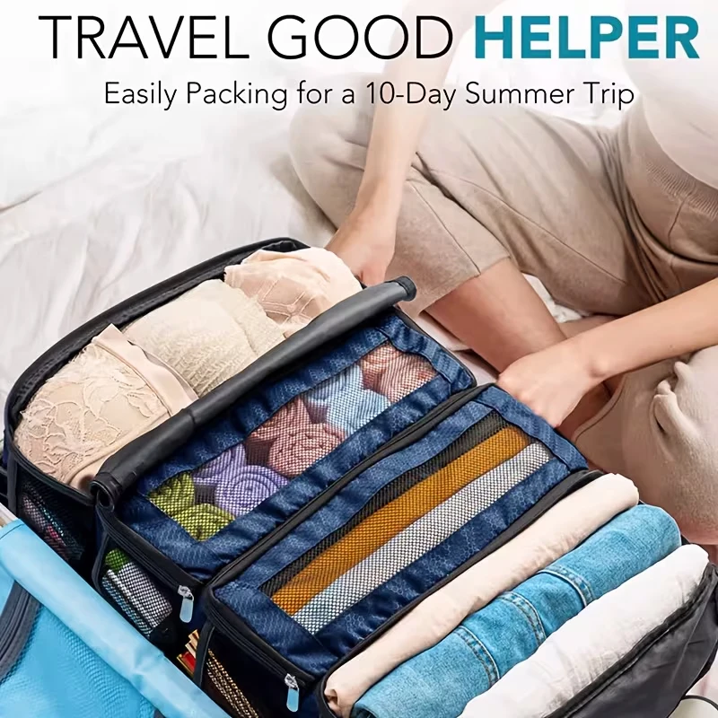 Suitcase Organizer Travel Luggage Organizers Hanging Shelve Packing Small Compartments Collapsible Hanging Clothes Storage Bags thumbnail 5