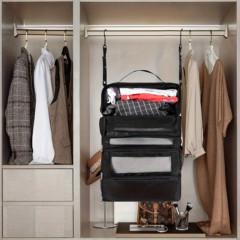 Suitcase Organizer Travel Luggage Organizers Hanging Shelve Packing Small Compartments Collapsible Hanging Clothes Storage Bags thumbnail 4