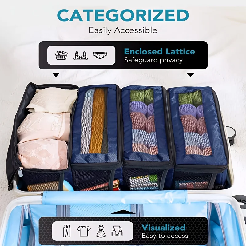 Suitcase Organizer Travel Luggage Organizers Hanging Shelve Packing Small Compartments Collapsible Hanging Clothes Storage Bags thumbnail 6