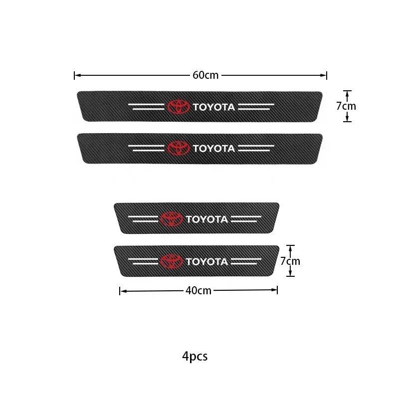 Car Logo Door Carbon Fiber Sill Protector Stickers for Toyota Yaris Corolla Auris Rav4 LandCruiser Vios LEVIN Camry Prado thumbnail 4