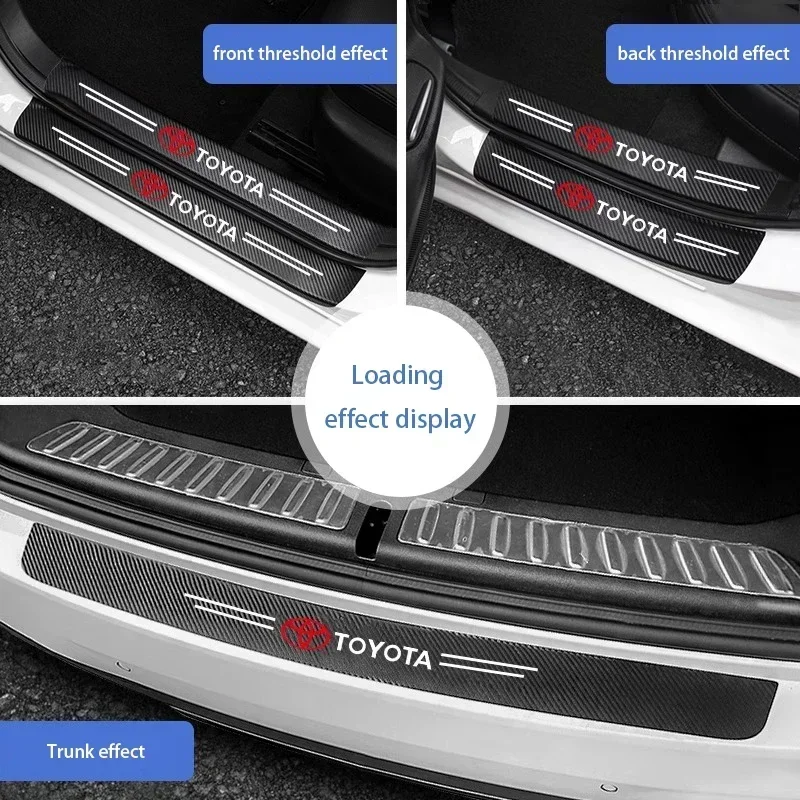 Car Logo Door Carbon Fiber Sill Protector Stickers for Toyota Yaris Corolla Auris Rav4 LandCruiser Vios LEVIN Camry Prado thumbnail 3