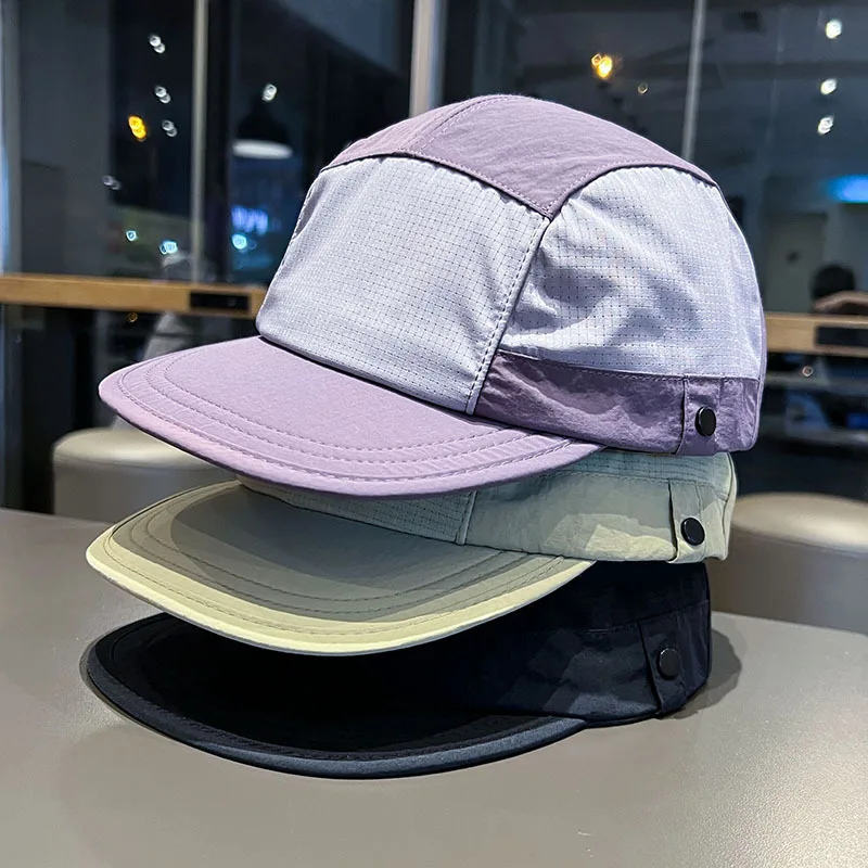 Spring Summer Quick Drying Baseball Hat Plug In Sunglasse Japanese Retro Solid Outdoor Breathable Sunshade Unisex Five Piece Hat thumbnail 4