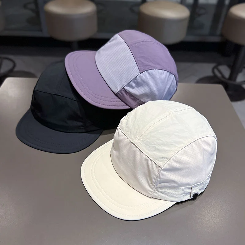 Spring Summer Quick Drying Baseball Hat Plug In Sunglasse Japanese Retro Solid Outdoor Breathable Sunshade Unisex Five Piece Hat thumbnail 6