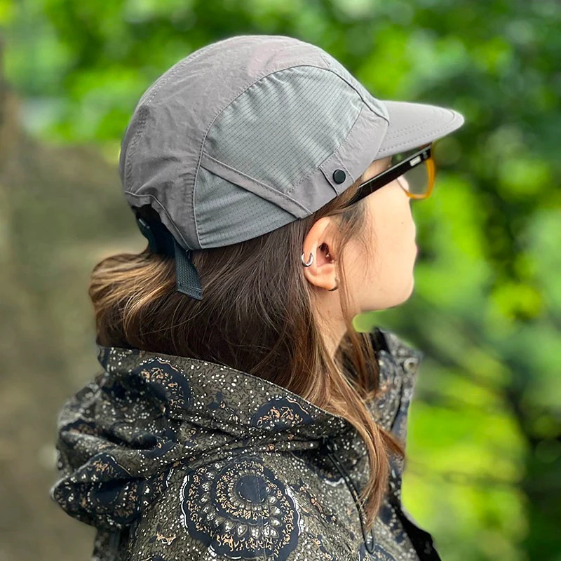 Spring Summer Quick Drying Baseball Hat Plug In Sunglasse Japanese Retro Solid Outdoor Breathable Sunshade Unisex Five Piece Hat thumbnail 2