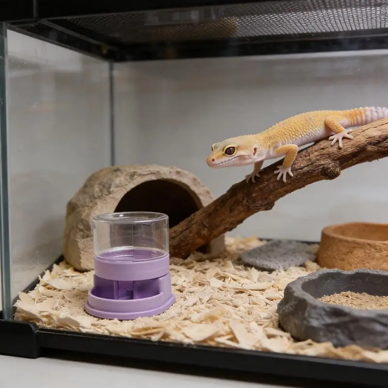 Detachable Reptile Water Feeder Plastic Drinking Bowl for Lizard Tortoise Snake Stable Reptile Dispenser with Non-slip Bottom thumbnail 2