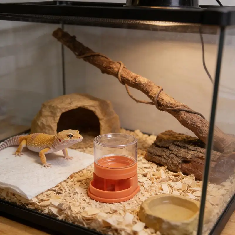 Detachable Reptile Water Feeder Plastic Drinking Bowl for Lizard Tortoise Snake Stable Reptile Dispenser with Non-slip Bottom thumbnail 4