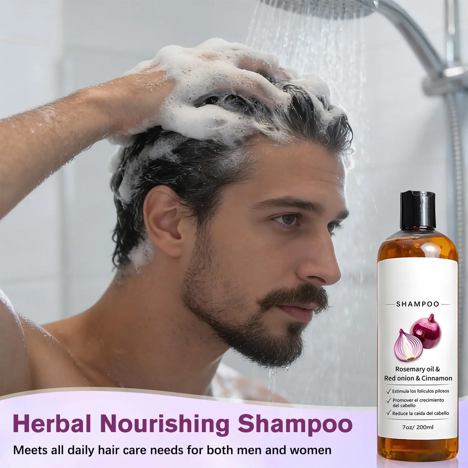 Onion Shampoo with Rosemary Oil for Scalp Care-Onion & Cinnamon Hair Growth Promotes Stronger Thicker and Longer Hair for Women thumbnail 5