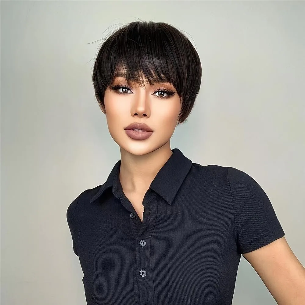 Fashion short hairstyle synthetic wig for Halloween cosplay, role-playing wig, daily party high-temperature hair accessory set