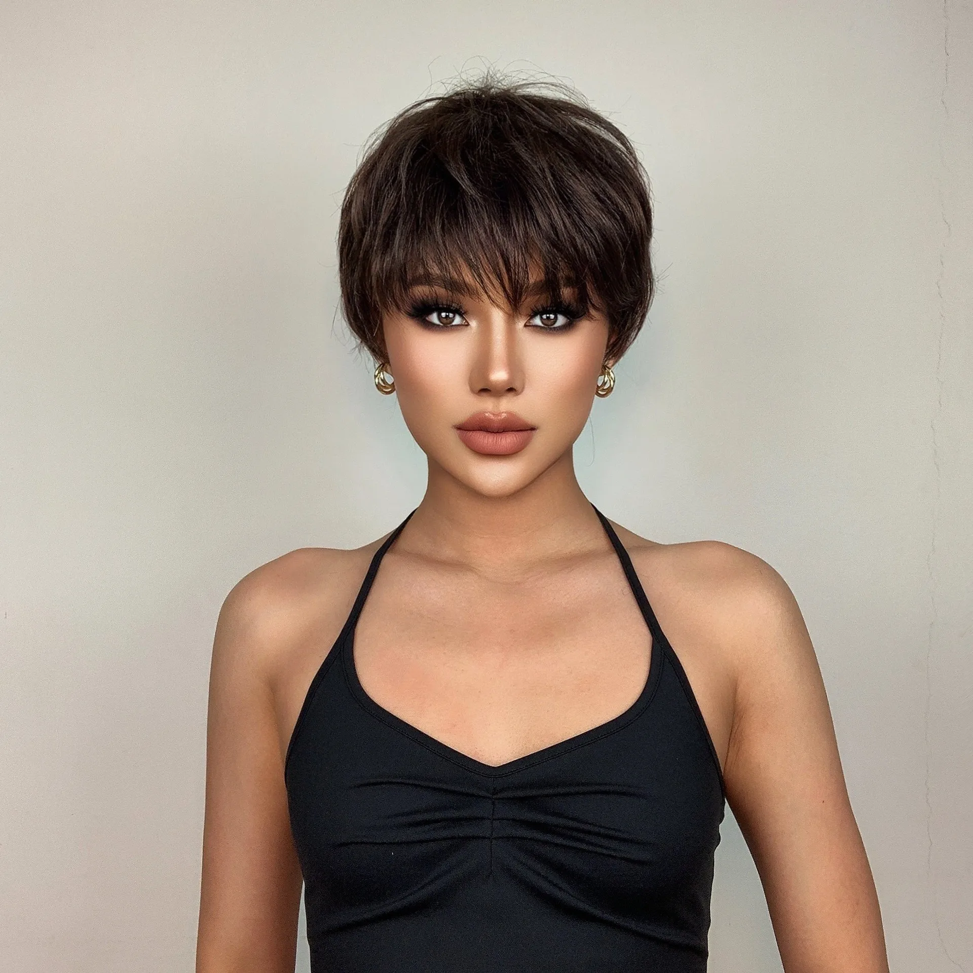 Fashion short hairstyle synthetic wig for Halloween cosplay, role-playing wig, daily party high-temperature hair accessory set thumbnail 3