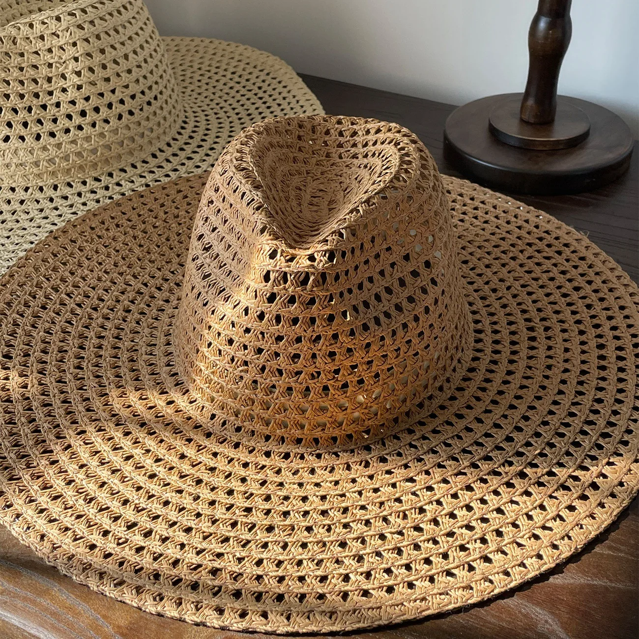 French Big Brim Straw Hat Women's Summer Seaside Vacation Sun Hat Island Hollow Beach Sun Hat thumbnail 5
