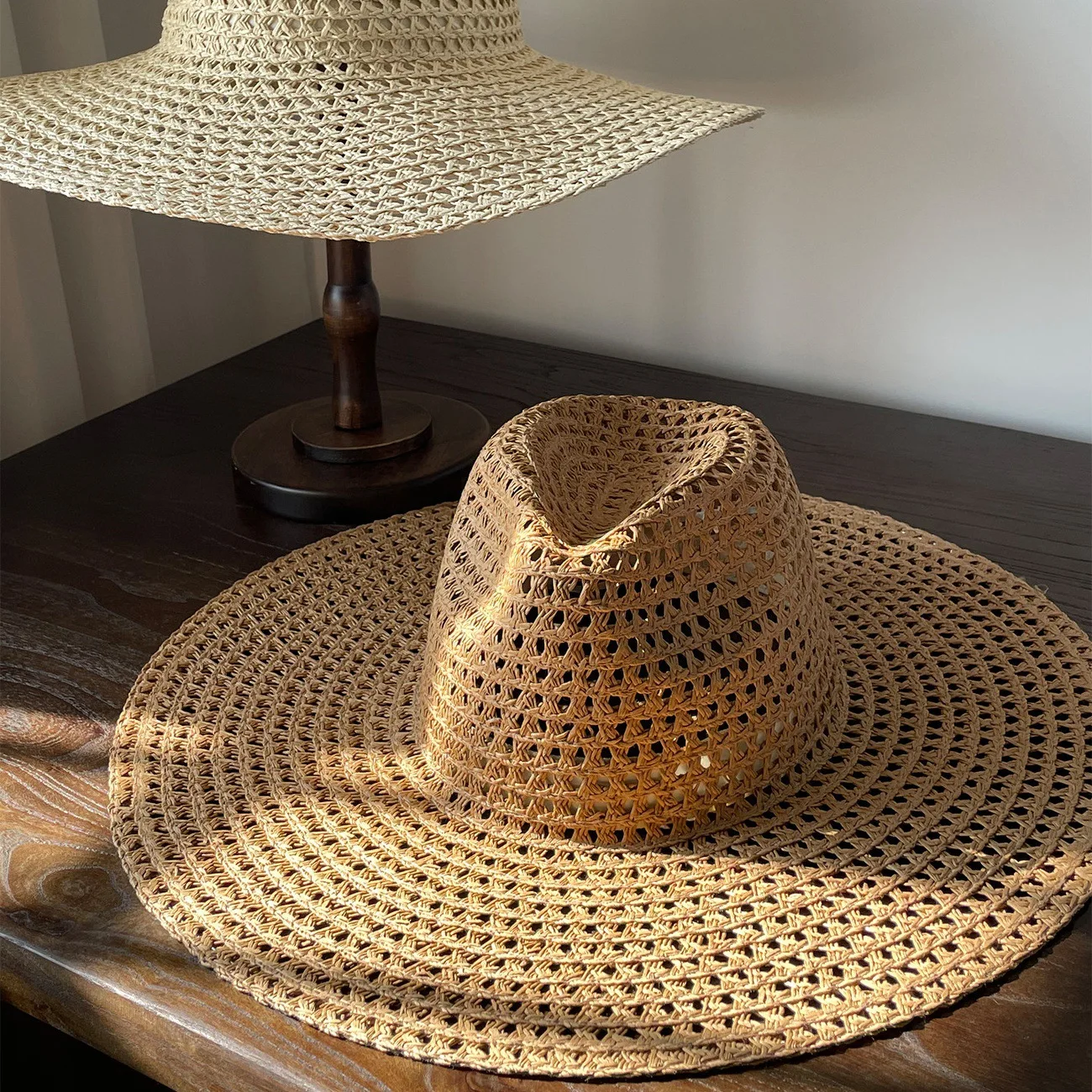 French Big Brim Straw Hat Women's Summer Seaside Vacation Sun Hat Island Hollow Beach Sun Hat thumbnail 2