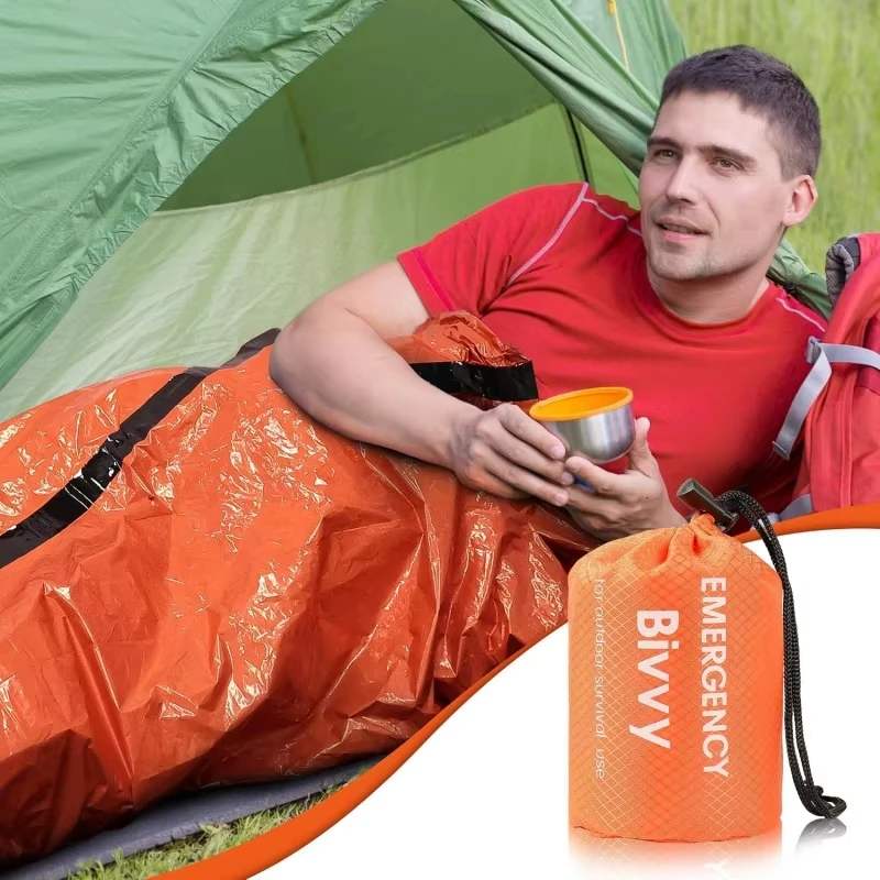 Emergency Sleeping Bag Survival Blanket Thermal Mylar Bivy Sack Lightweight Waterproof Portable Shelter For Camping Hiking thumbnail 2