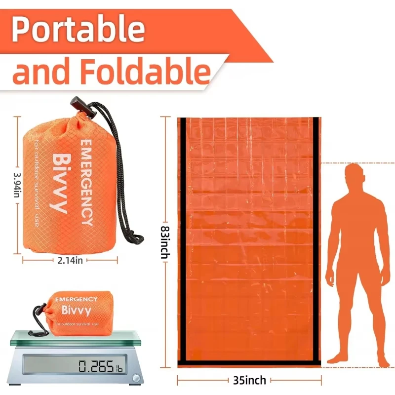 Emergency Sleeping Bag Survival Blanket Thermal Mylar Bivy Sack Lightweight Waterproof Portable Shelter For Camping Hiking thumbnail 5