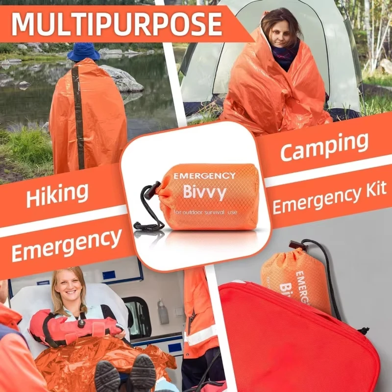 Emergency Sleeping Bag Survival Blanket Thermal Mylar Bivy Sack Lightweight Waterproof Portable Shelter For Camping Hiking thumbnail 6