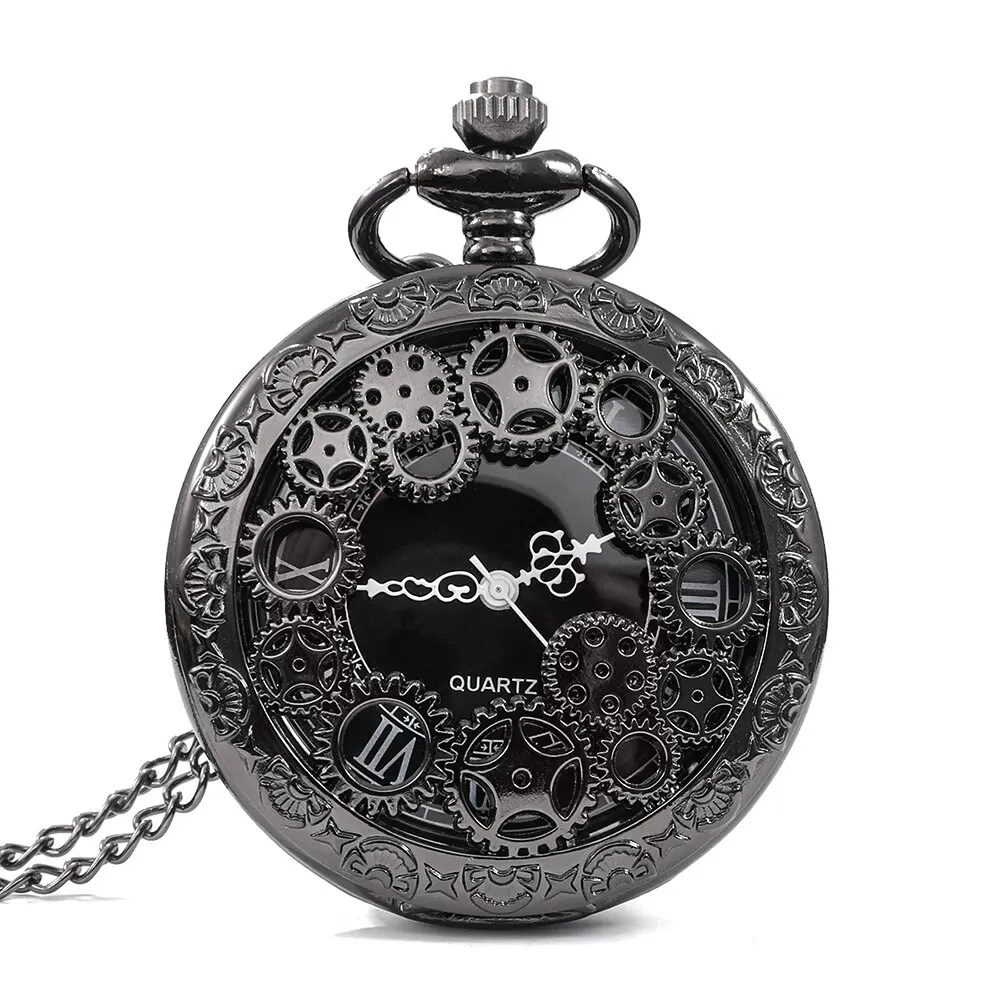 Vintage bronze large hollowed out pattern, large flower pocket watch, retro gear pocket watch, personalized commemorative thumbnail 6