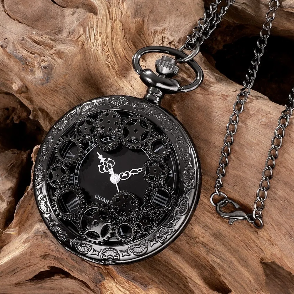 Vintage bronze large hollowed out pattern, large flower pocket watch, retro gear pocket watch, personalized commemorative thumbnail 3
