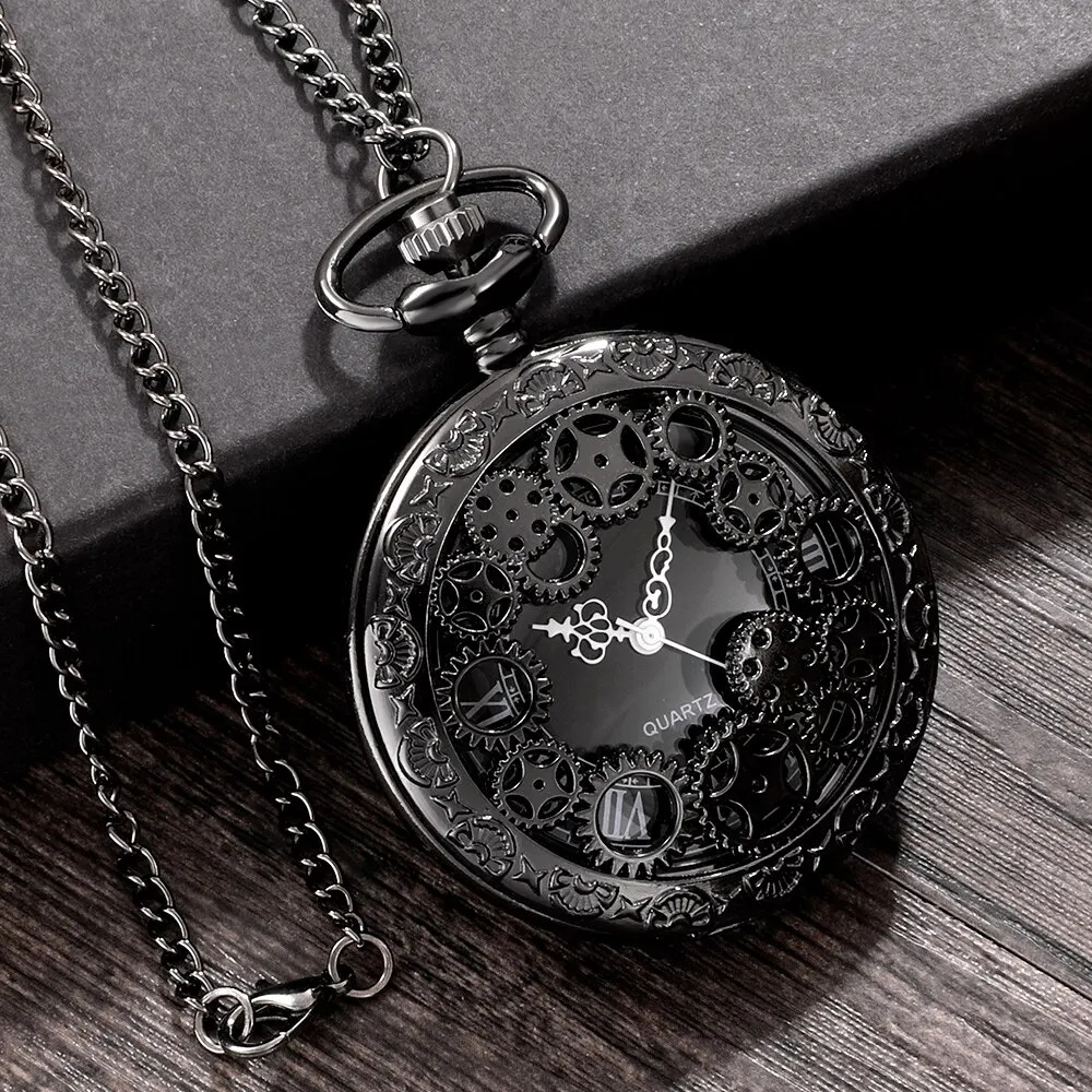Vintage bronze large hollowed out pattern, large flower pocket watch, retro gear pocket watch, personalized commemorative thumbnail 5