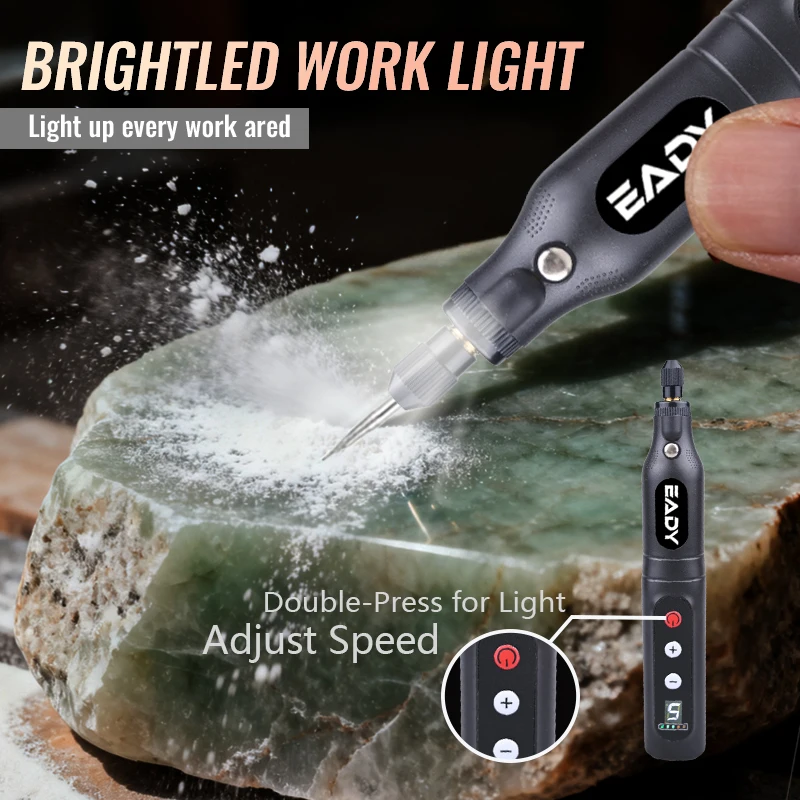 EADY Cordless Rotary Tool，Mini Dril 5-Speed with LED Work Light, USB-C Mini Drill Engraver for Jewelry Wood Metal Glass, DIY Kit thumbnail 2
