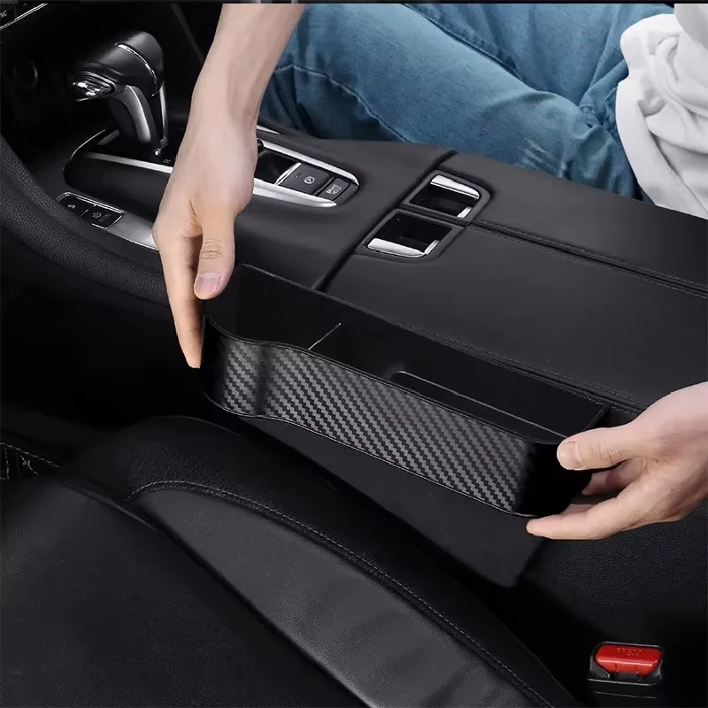 Carbon Fiber Car Seat Gap Organizer, Multifunctional Console Side Storage Box for Phone & Accessories thumbnail 3