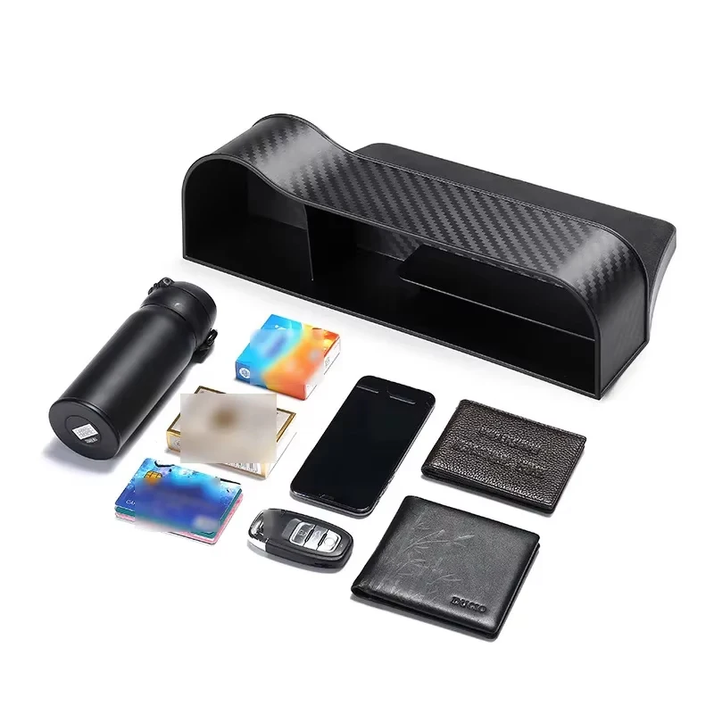 Carbon Fiber Car Seat Gap Organizer, Multifunctional Console Side Storage Box for Phone & Accessories thumbnail 5