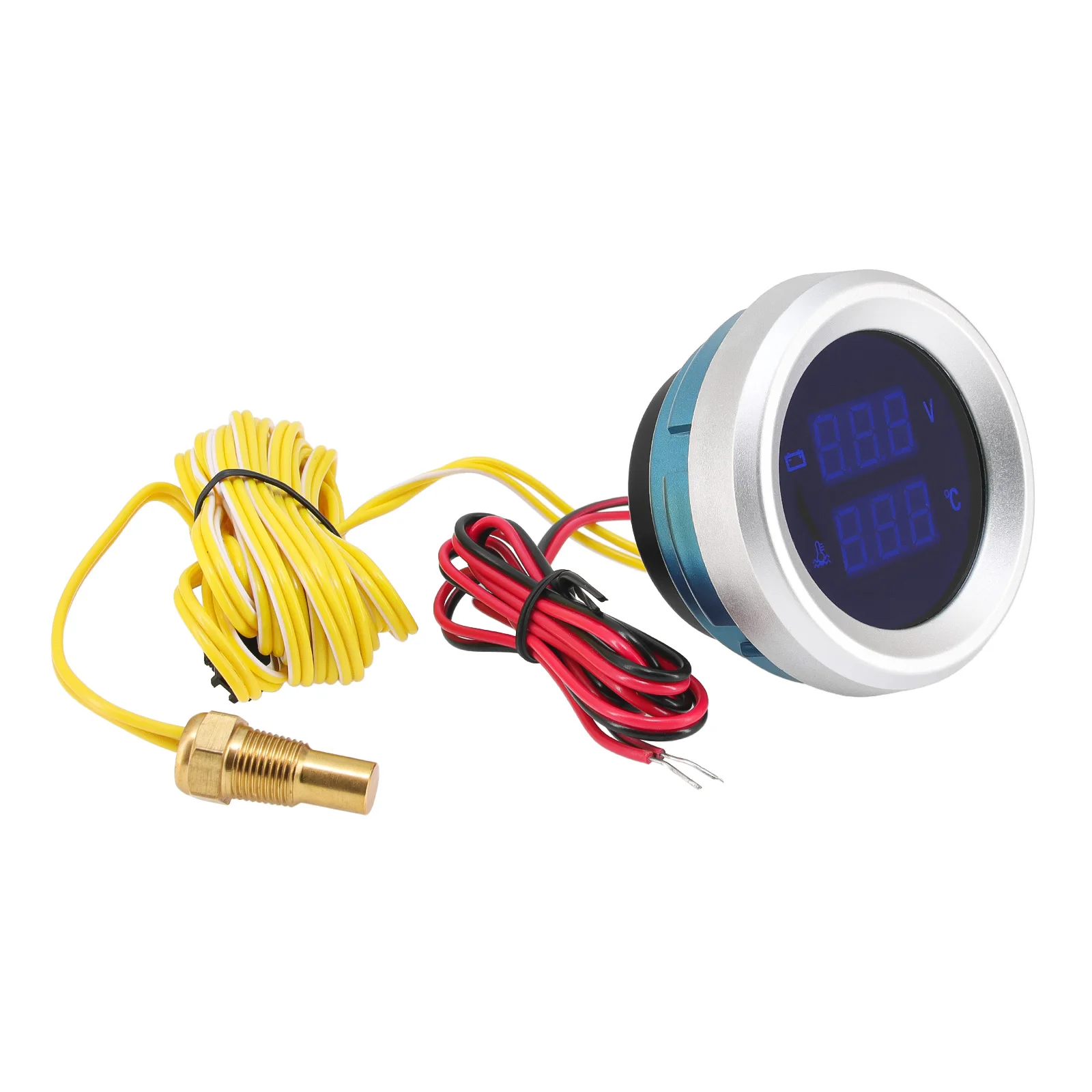 12V/24V 52MM Water Temperature Gauge Voltmeter 2 in 1 Digital DIsplay Blue Led Car Truck Auto Gauge Meter with temp sensor 10mm thumbnail 5