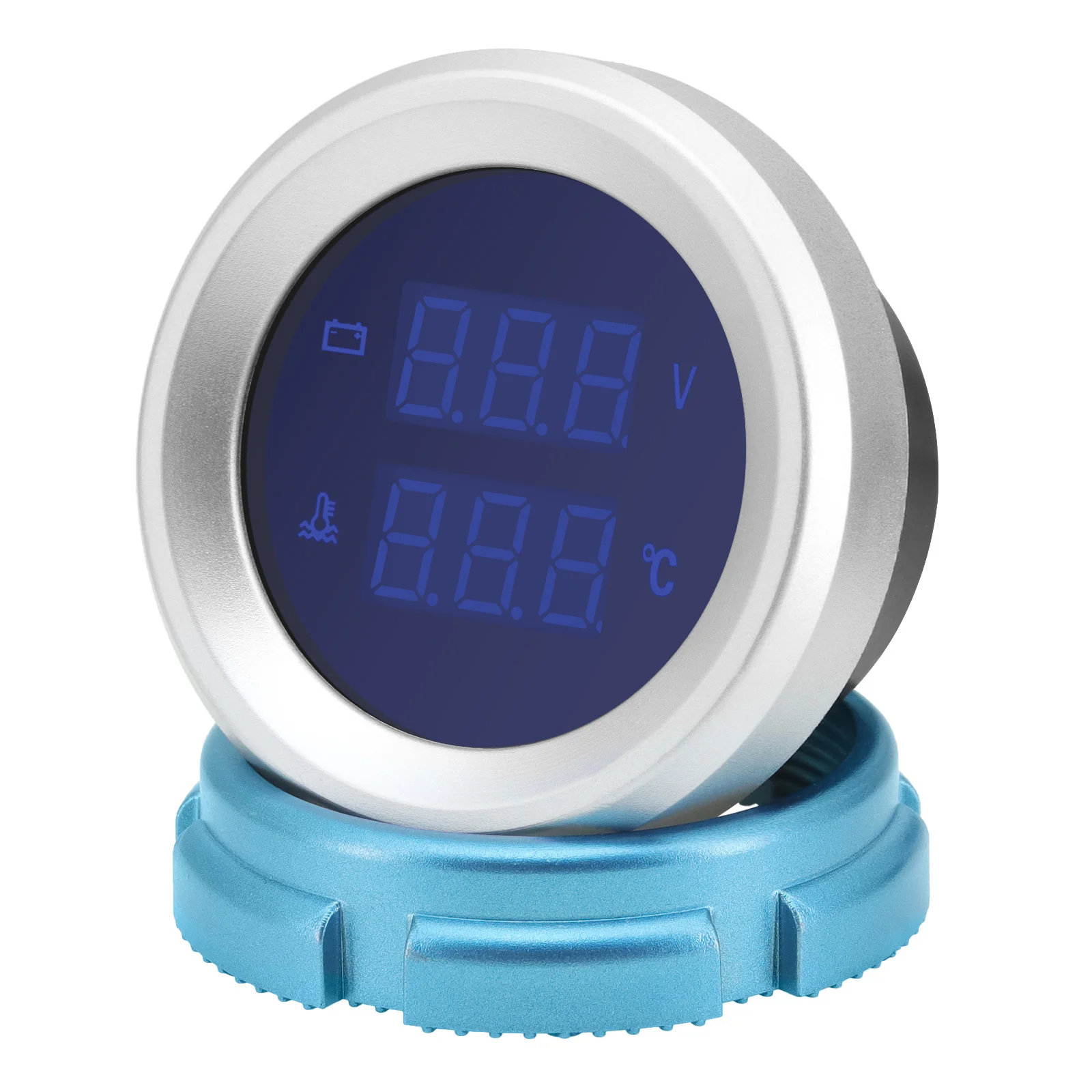 12V/24V 52MM Water Temperature Gauge Voltmeter 2 in 1 Digital DIsplay Blue Led Car Truck Auto Gauge Meter with temp sensor 10mm thumbnail 4