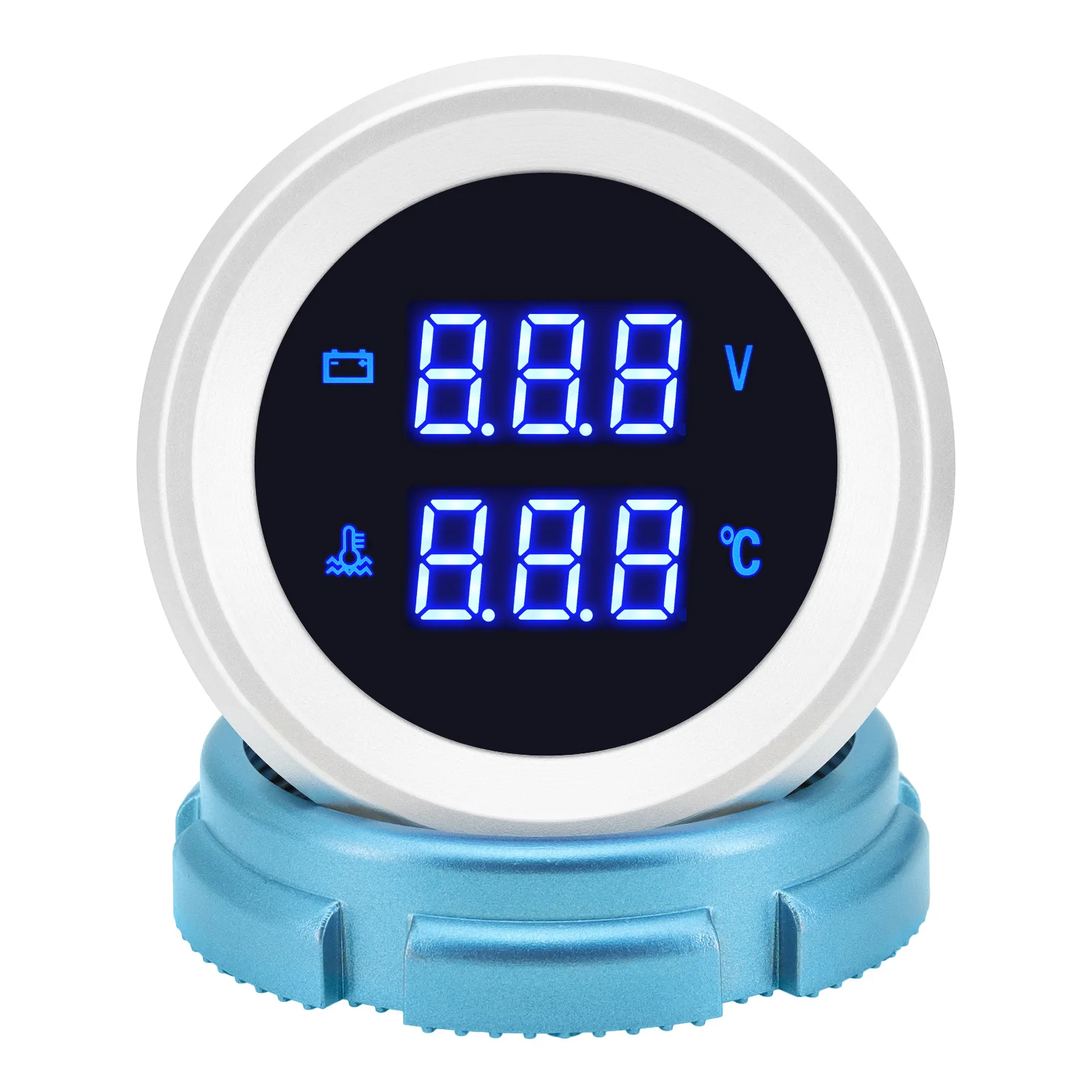 12V/24V 52MM Water Temperature Gauge Voltmeter 2 in 1 Digital DIsplay Blue Led Car Truck Auto Gauge Meter with temp sensor 10mm